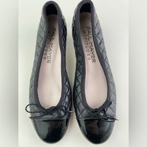 Paul Mayer Kitten Heel Ballet Shoe Attititudes ‘Titou’ Quilted Leather / Patent